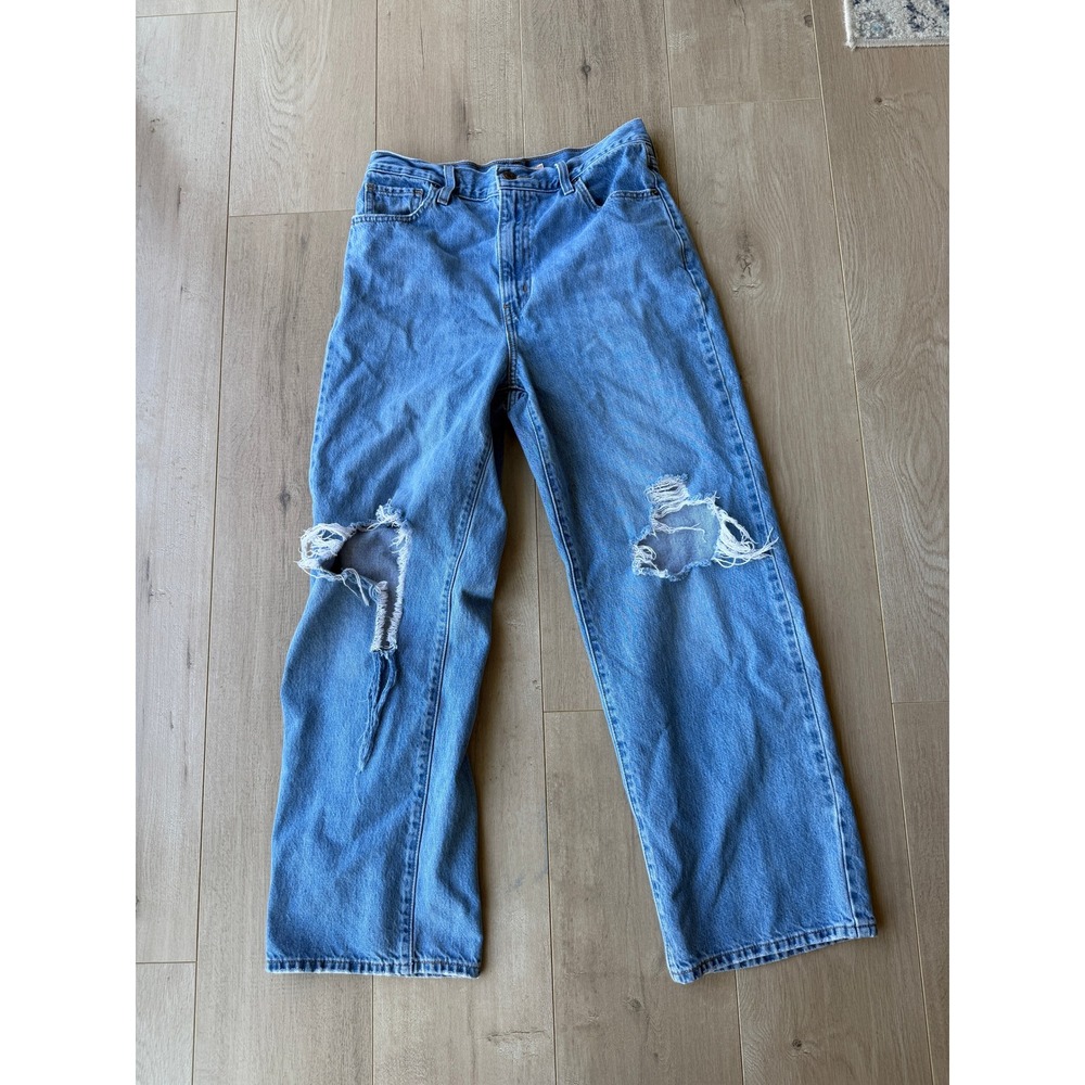 Levis High Waisted Straight Distressed Jeans Medium Wash Blue W29 L29 A0092-0007